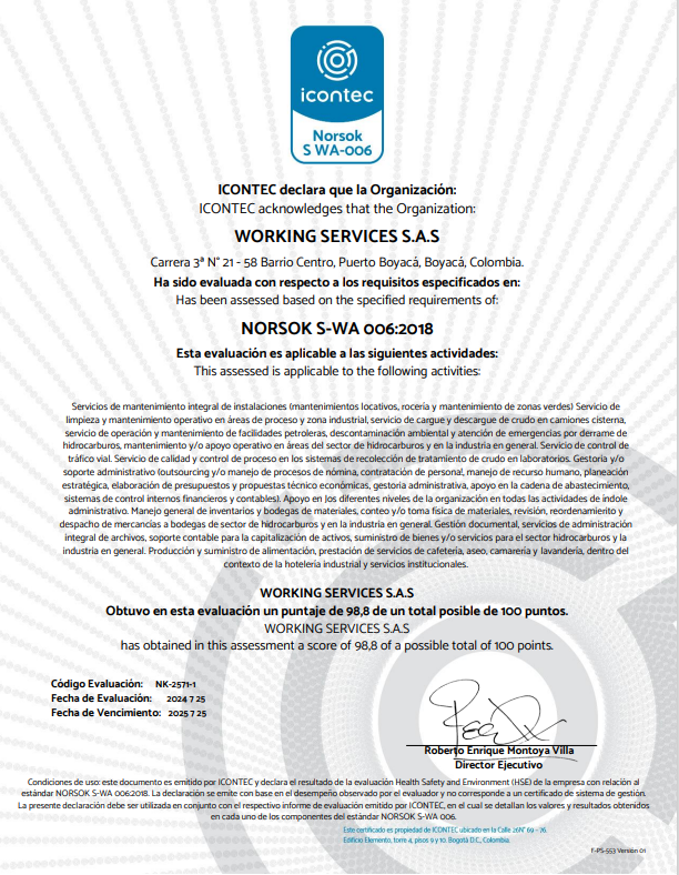 CERTIFICADO NORSOK
